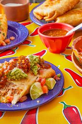 Side view of a cut open chimichanga