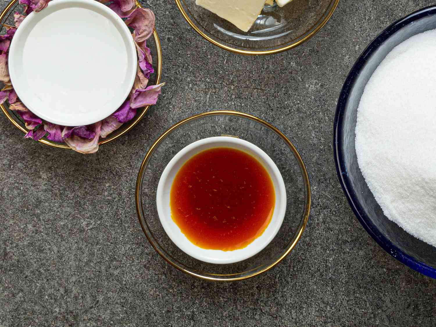 Overhead view of seeping saffron