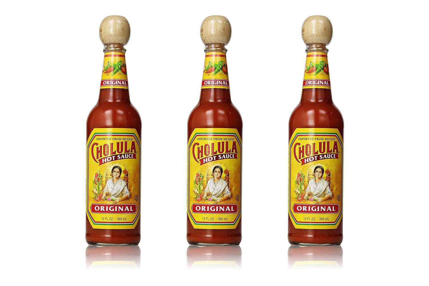 Cholula Original Hot Sauce, 12 Fluid Ounces, Pack of 3 Bottles (36 Fl Oz Total)