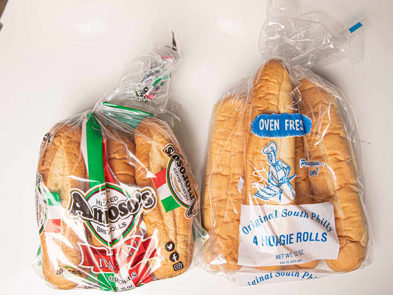 Philly cheesesteaks hoagie rolls in packaging