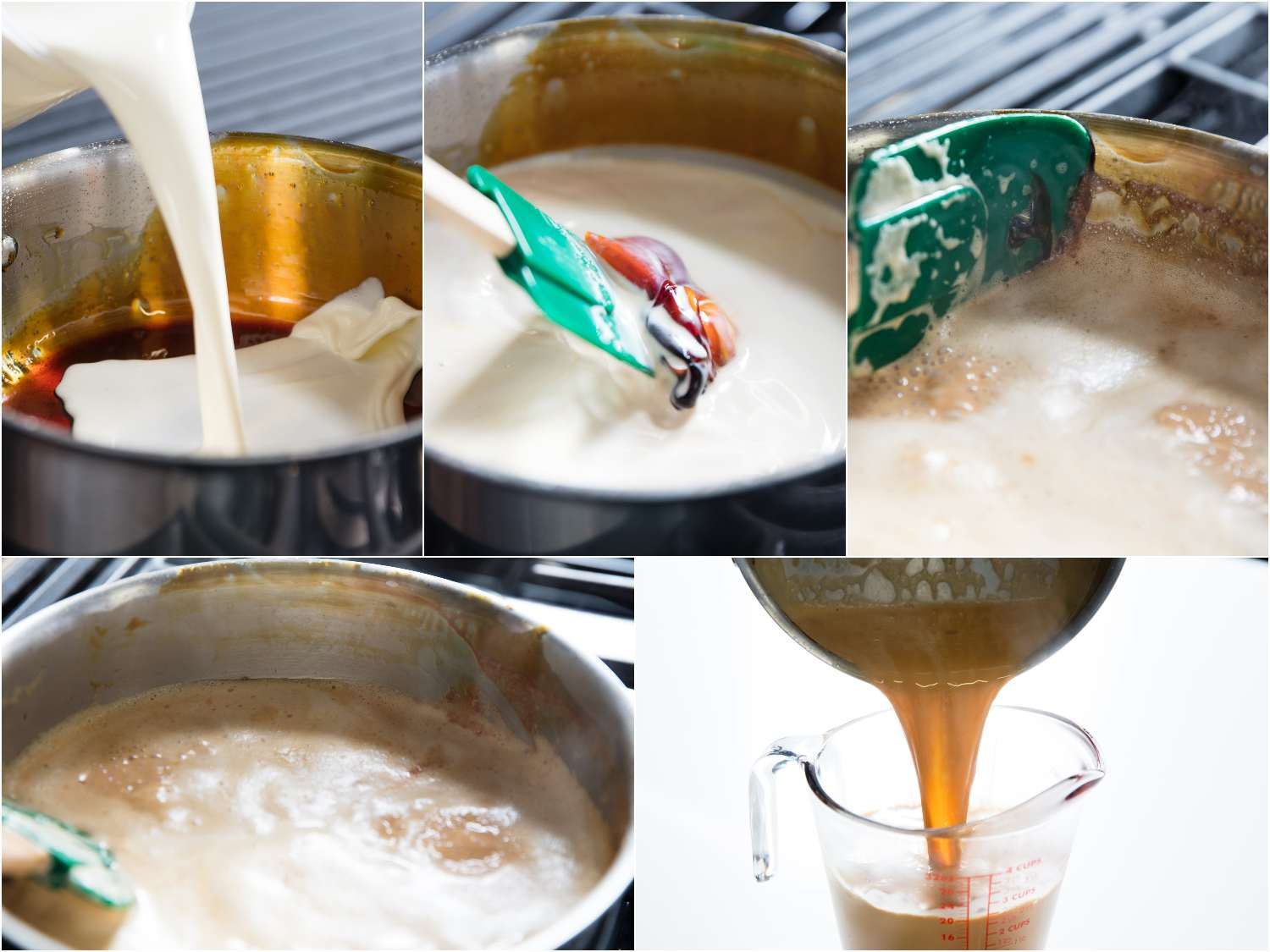 cleaning a pot of caramel for reuse
