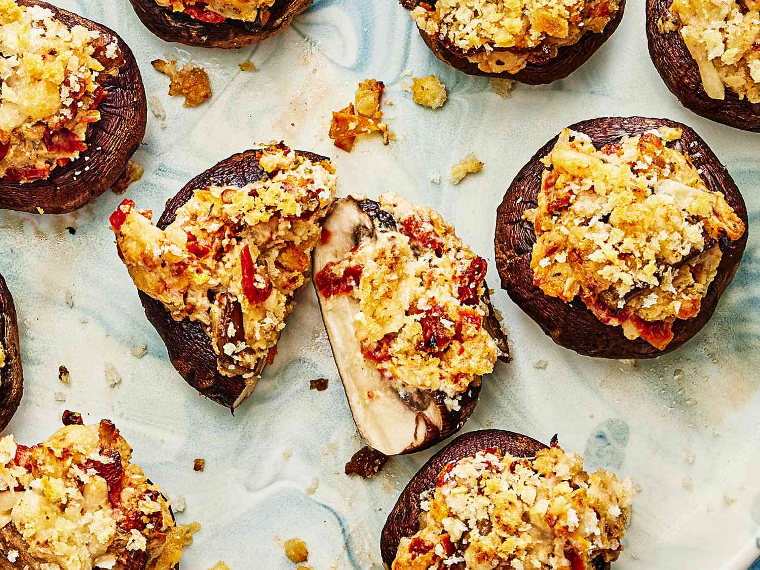 Overhead view of mushrooms
