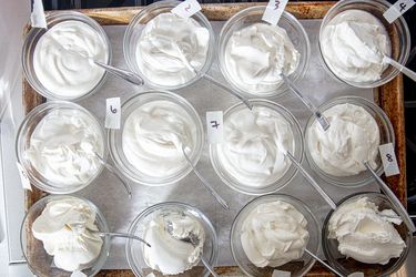 Overhead view of sour cream taste test 
