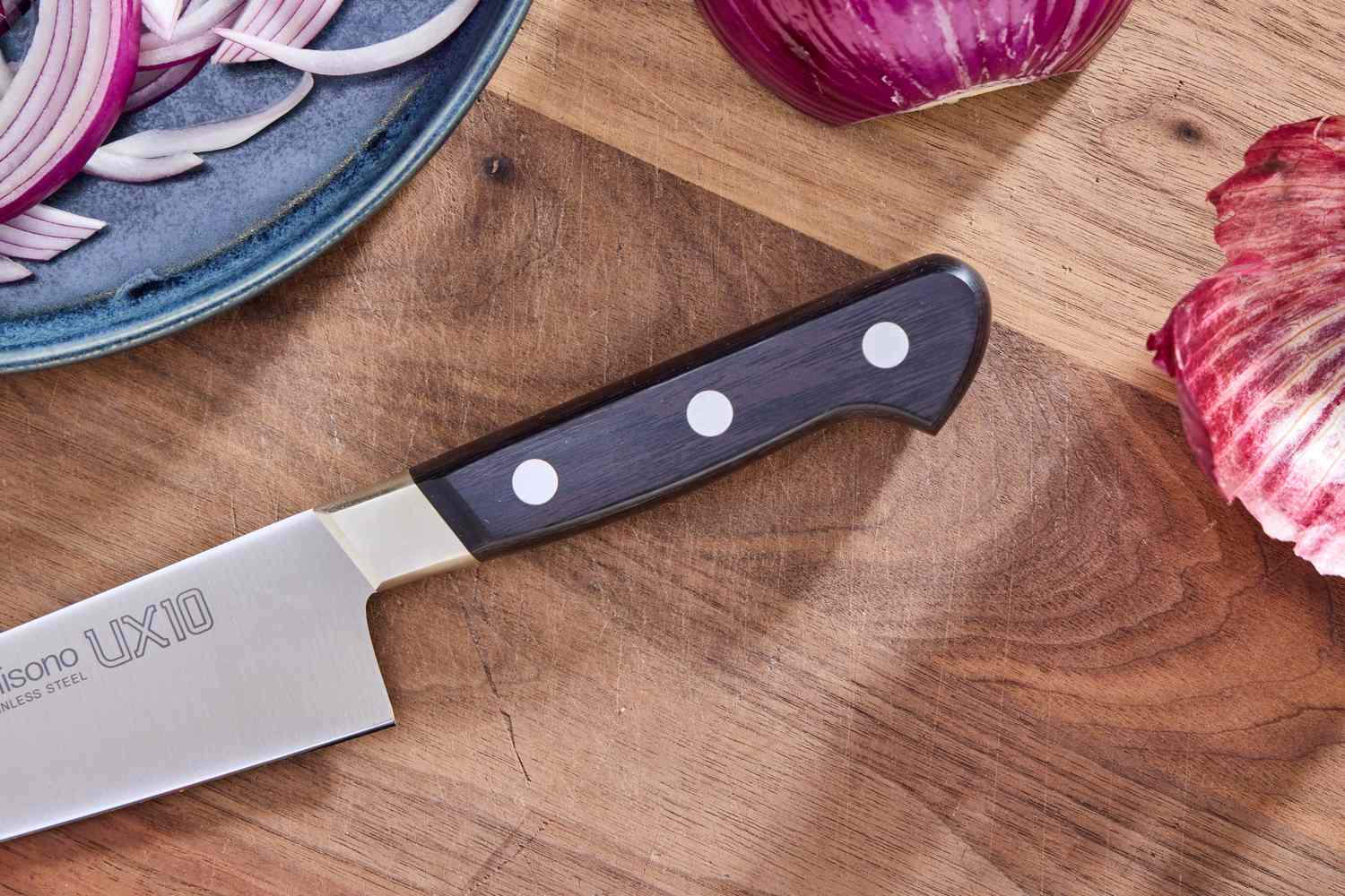 The handle of the Misono UX10 Chef’s Knife No. 712
