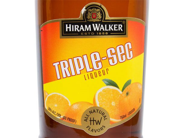 A bottle of Hiram Walker Triple Sec liqueur