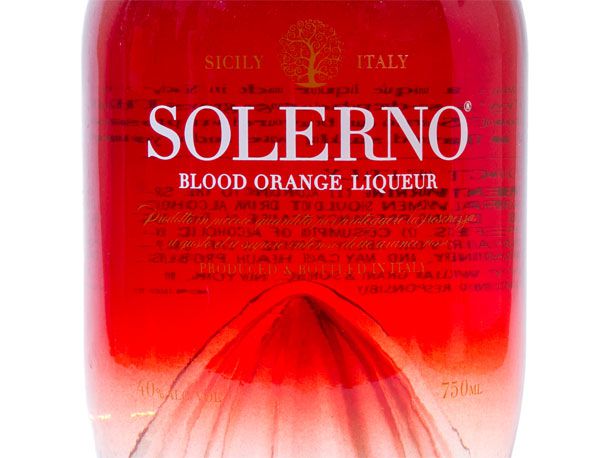 A bottle of Solerno Blood Orange Liqueur