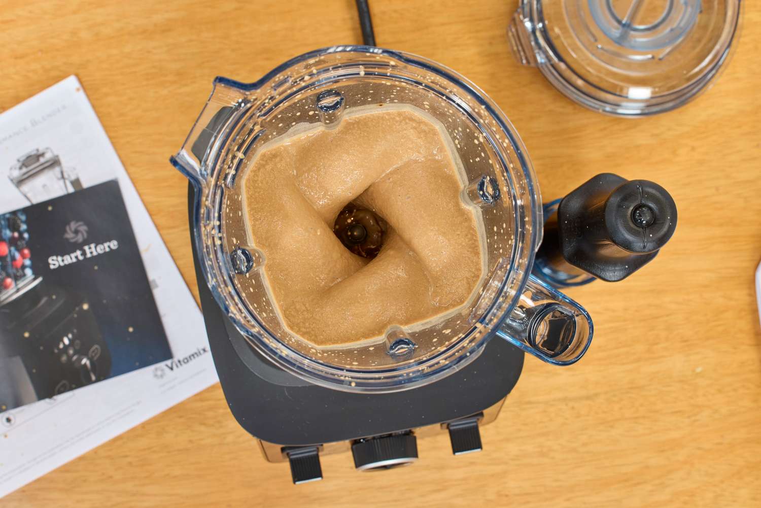 An overhead view of ites blended in the Vitamix Ascent X2