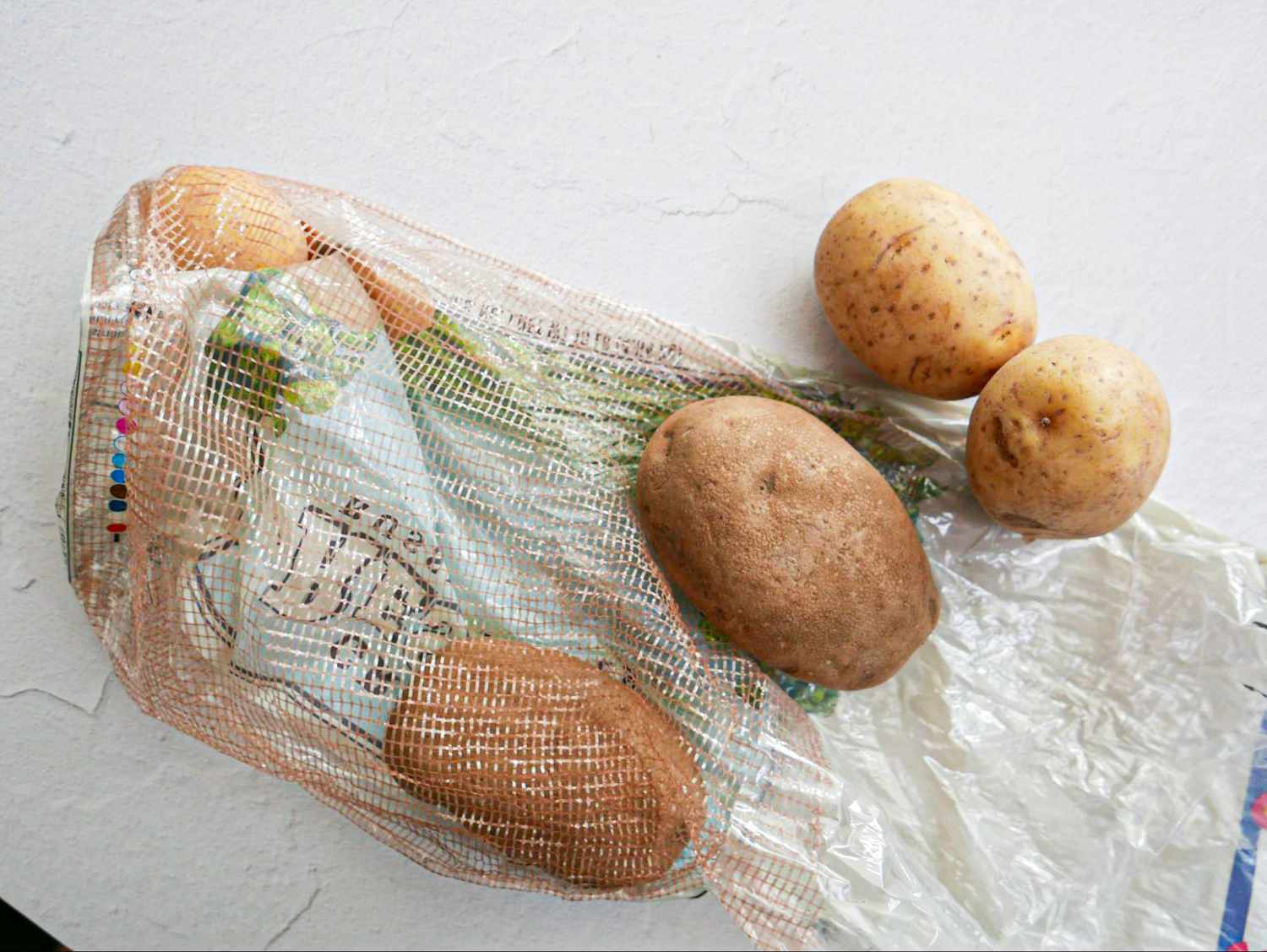 Overhead view of potato storage method