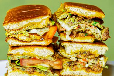 Side view of stack of roti johns