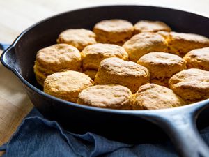 sweet potato biscuits in cast iron pan