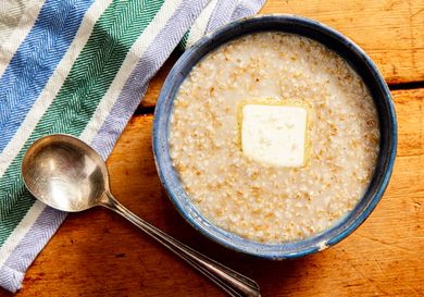 Overhead view of oatmeal