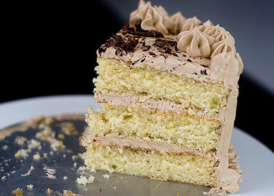 layered chocolate and vanilla cake