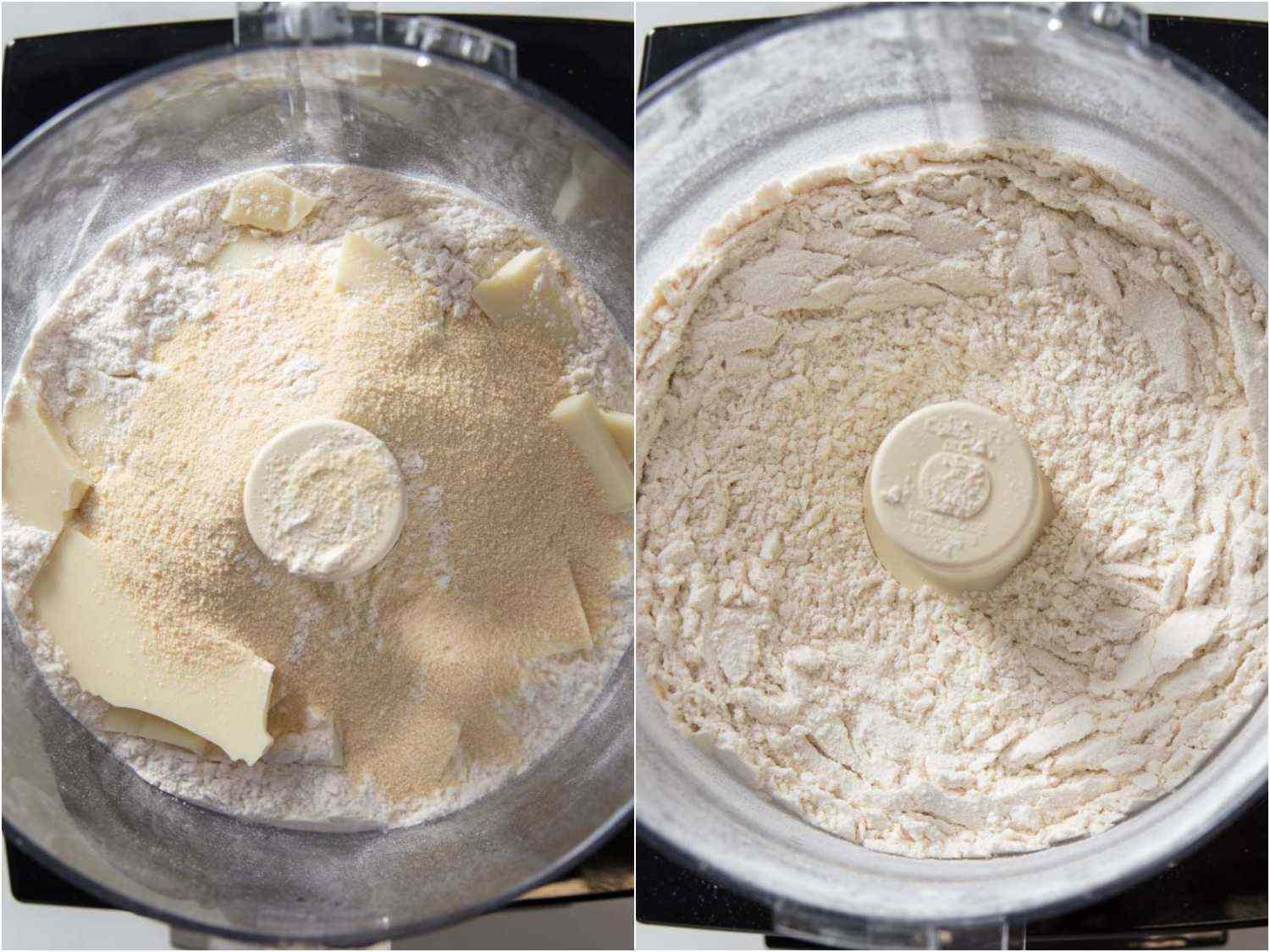 White chocolate and malted milk powder ground into all-purpose flour in food processor.