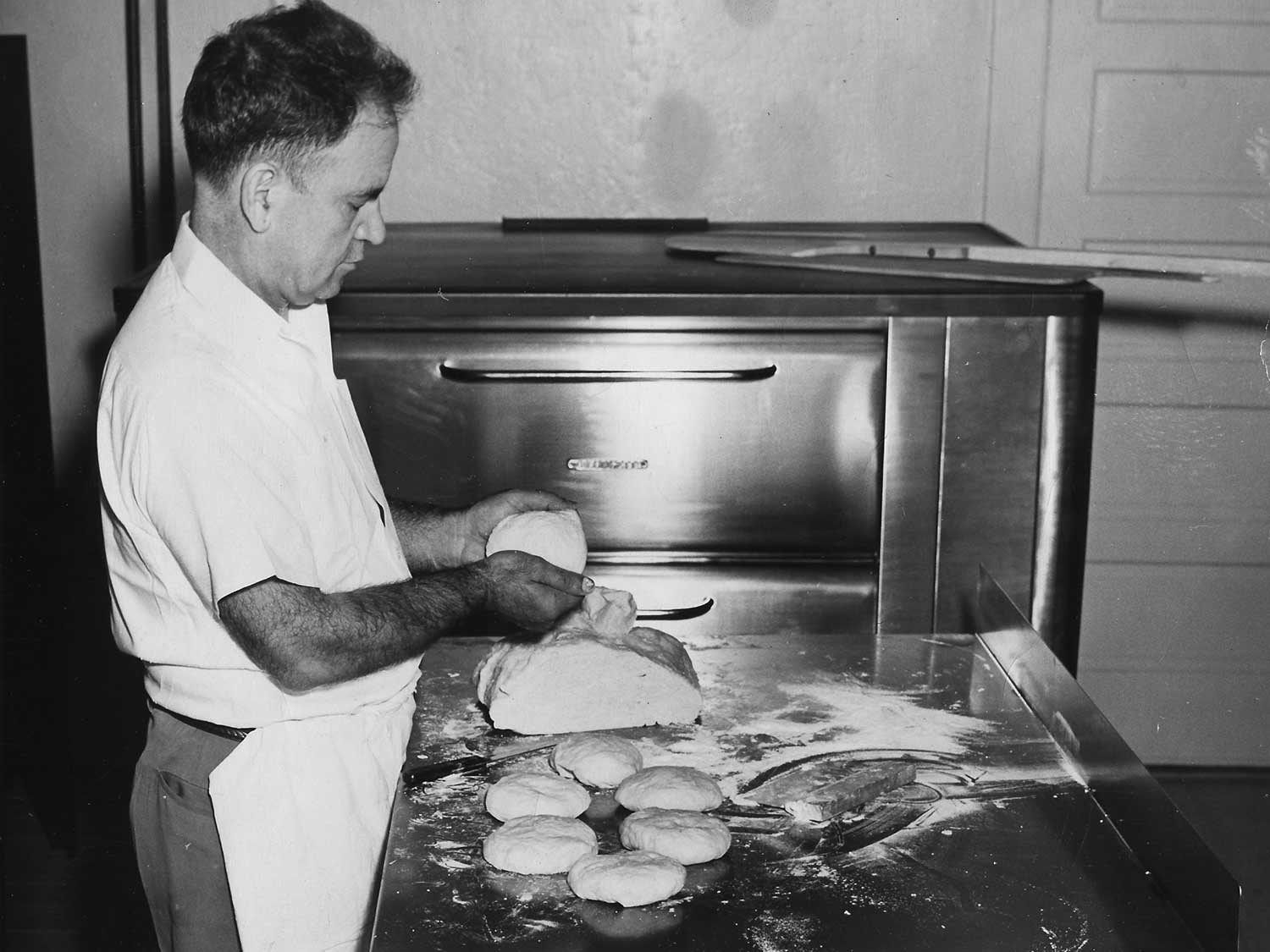 Frank Mastro shaping pie dough