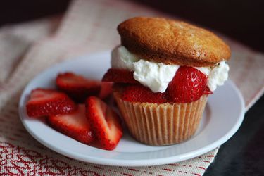 strawberry shortcake cupcake with extra strawberries