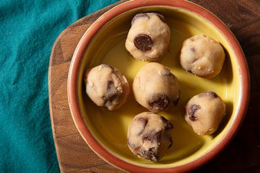 Overhead view of edible cookie dough
