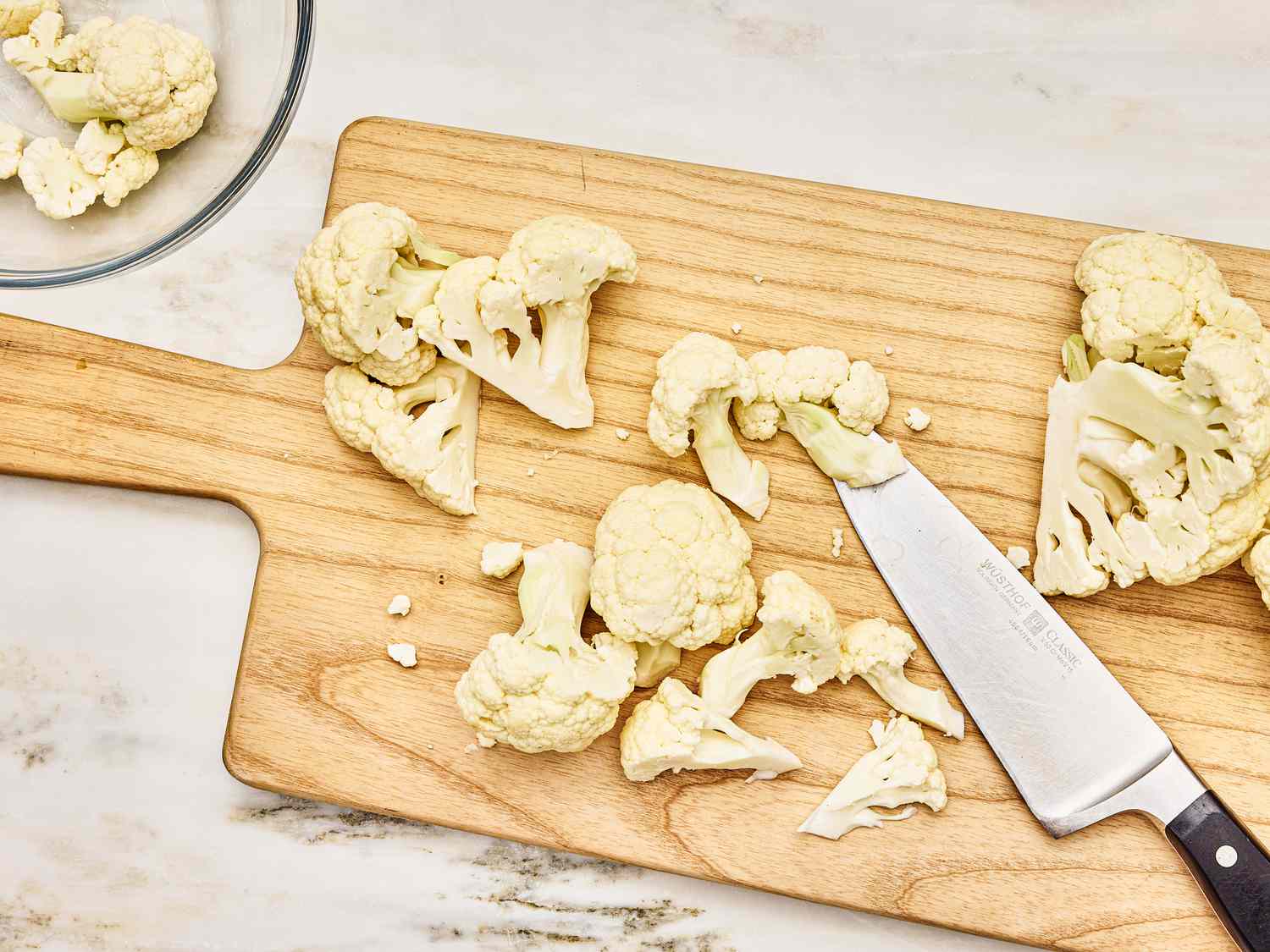 Overhead of cutting cauliflower