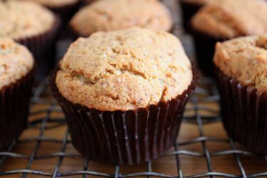 Closeup of gluten-free vegan banana bread muffins.