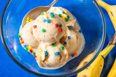 Overhead view of banana ice cream