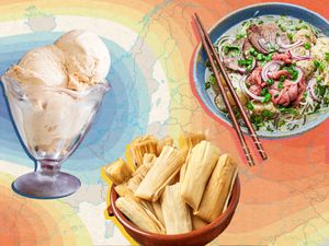 Graphic of food on heat map