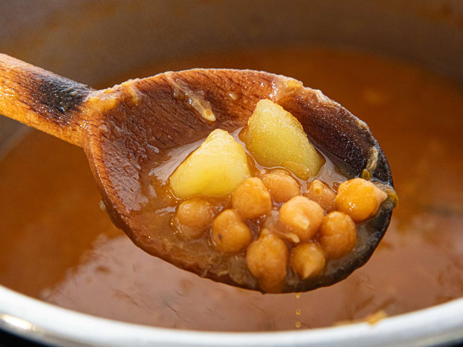 Side view of cooked potatoes