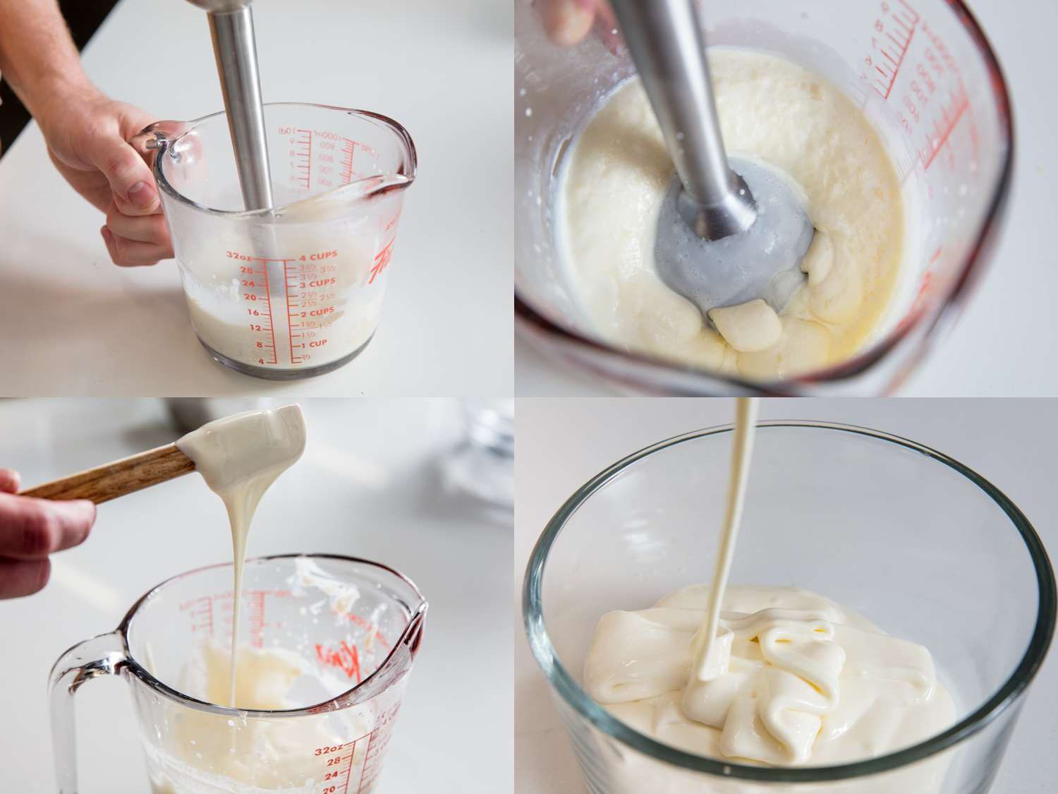 Process shots of blending cheese sauce.