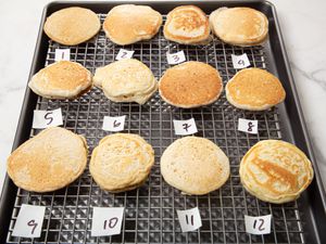 Overhead view of pancake taste test