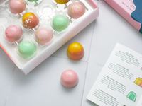 closeup of two koho bonbons