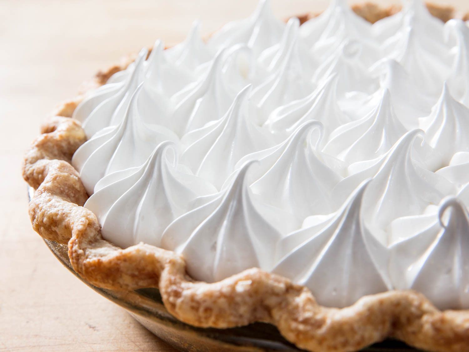 Closeup of the meringue-topped pie.