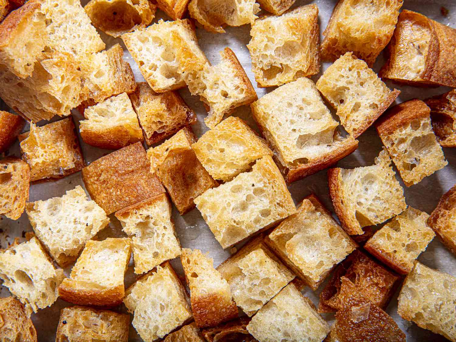 Overhead view of croutons