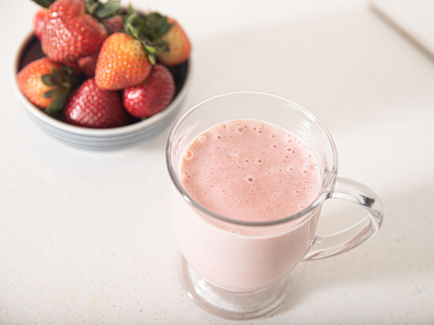 Overhead view of strawberry ice cream