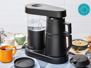 The Ratio Six coffee maker on a kitchen countertop.