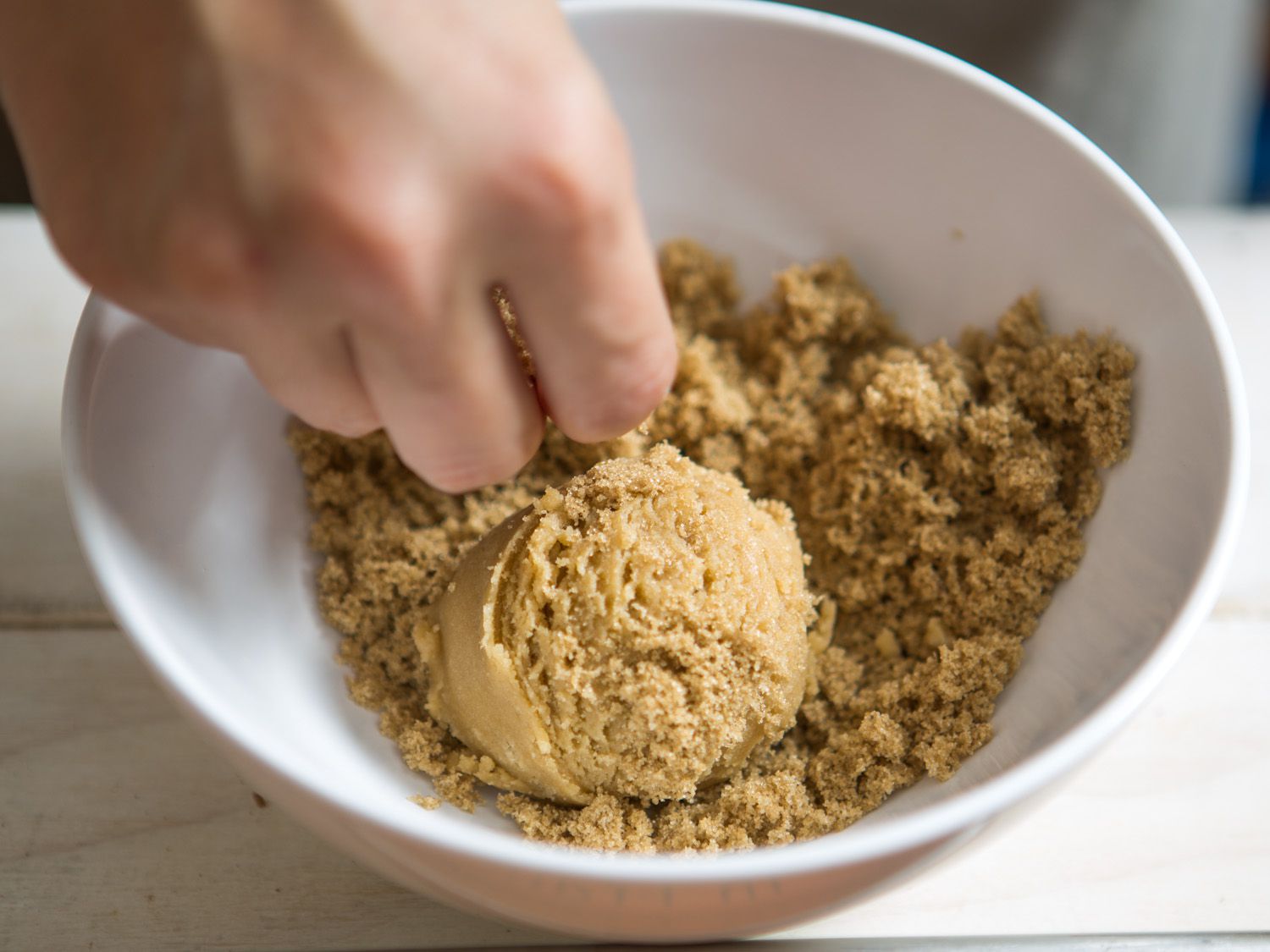 A bowl of brown sugar cookie dough 