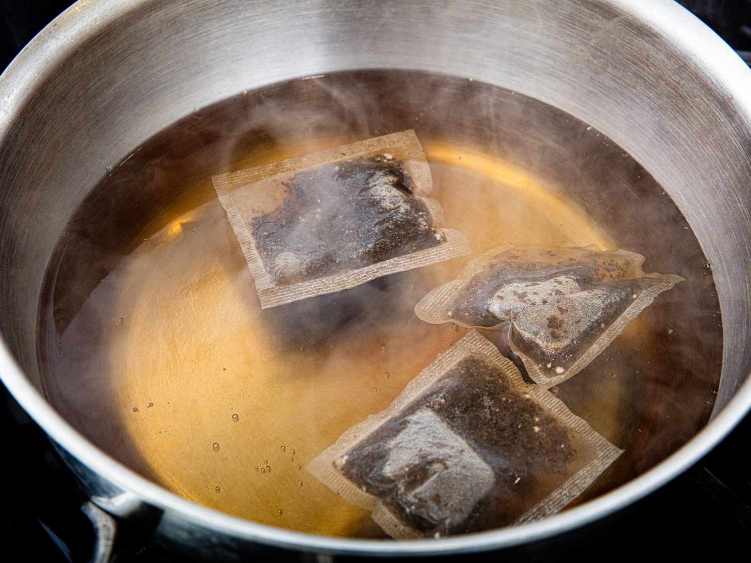 Overhead view of tea bags 