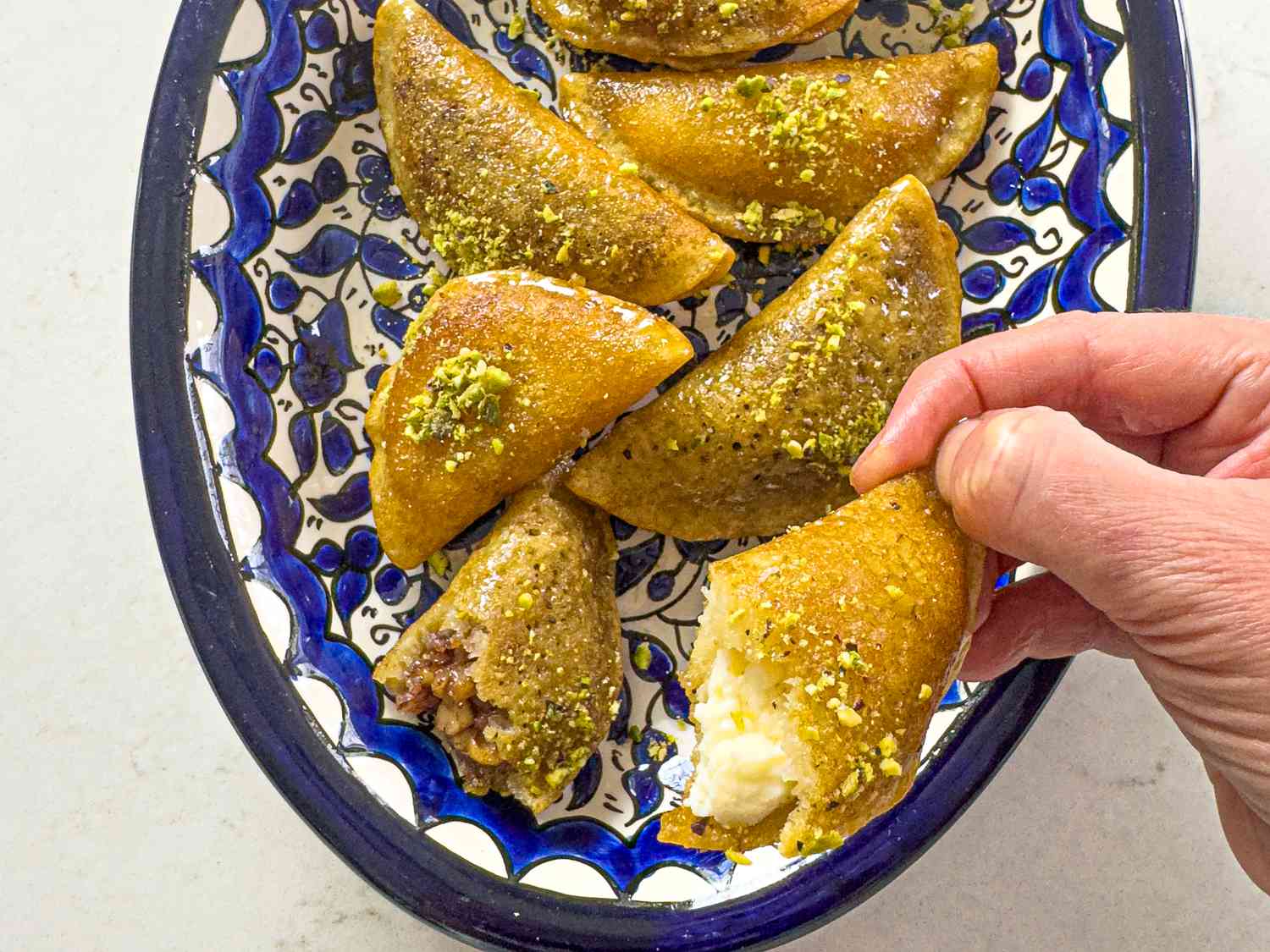 Overhead view of qatayef