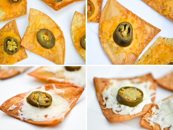 Collage of Texas nachos made with different types of cheese.