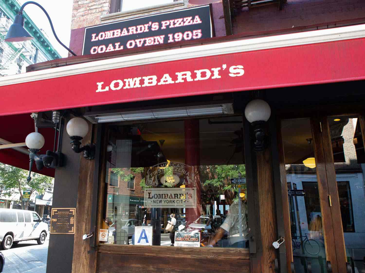 Exterior of Lombardi's Pizzeria in Soho, NY.