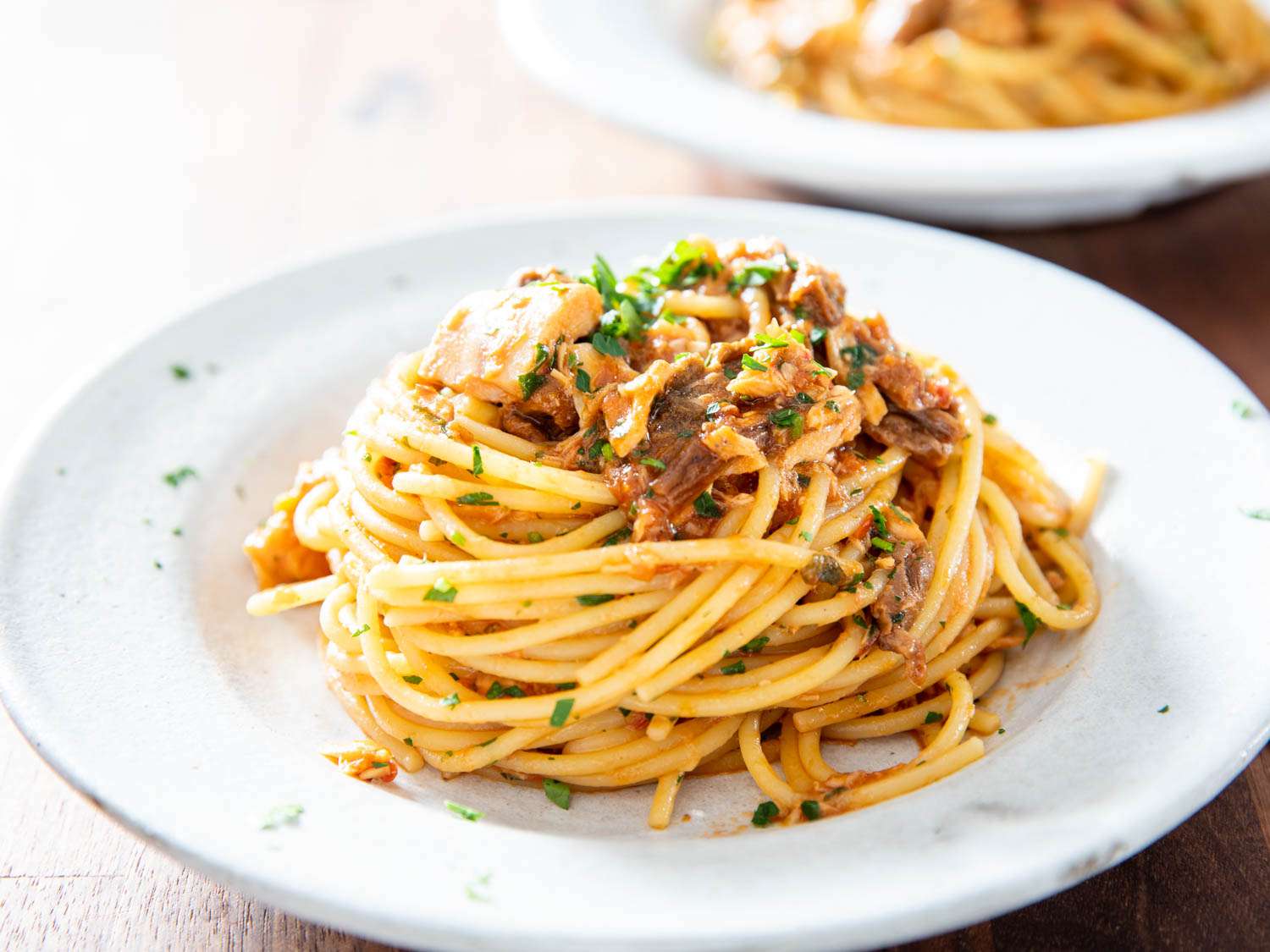 Side view of Roman-Style Spaghetti Alla Carrettiera 