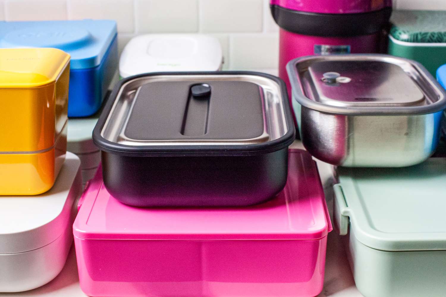 a stack of bento boxes