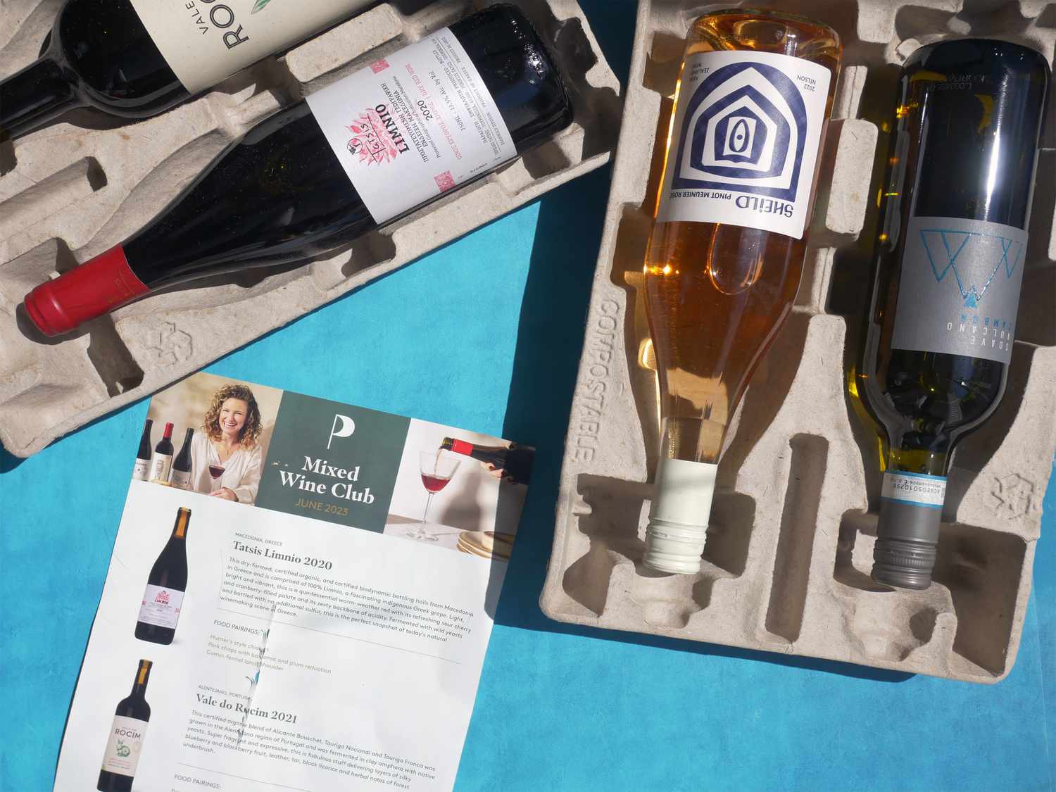wine in packaging with leaflet from Plonk Wine Subscription 
