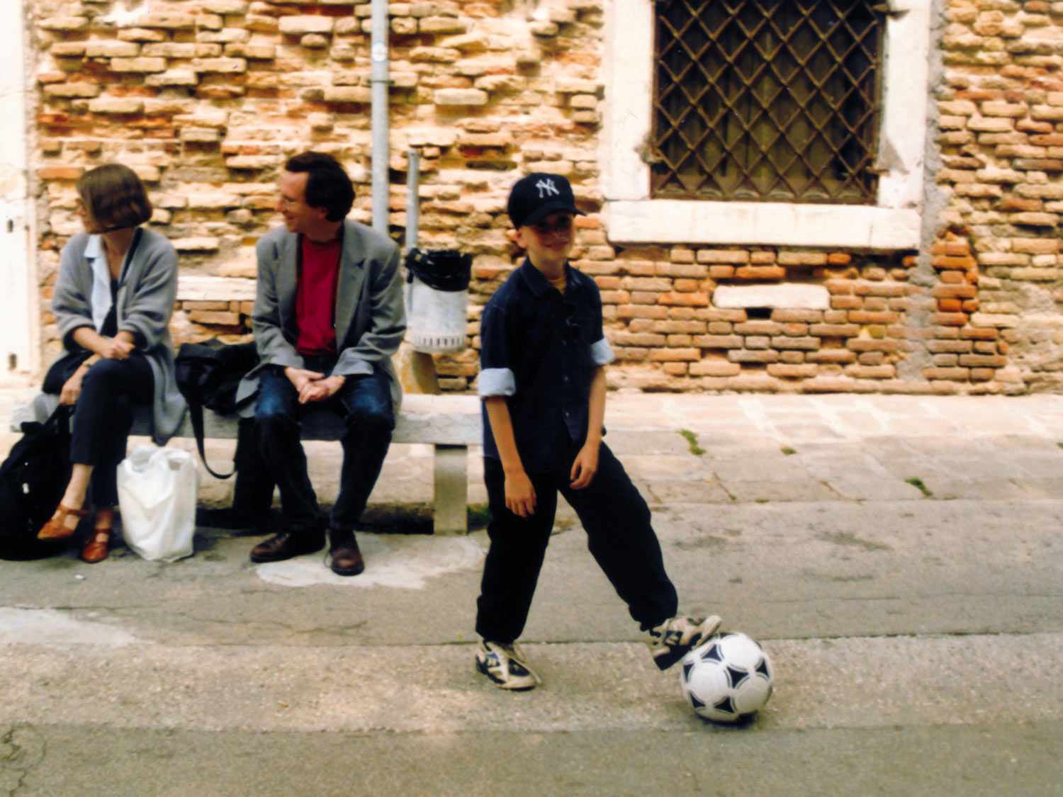 Sasha Marx with a soccer ball as a child.