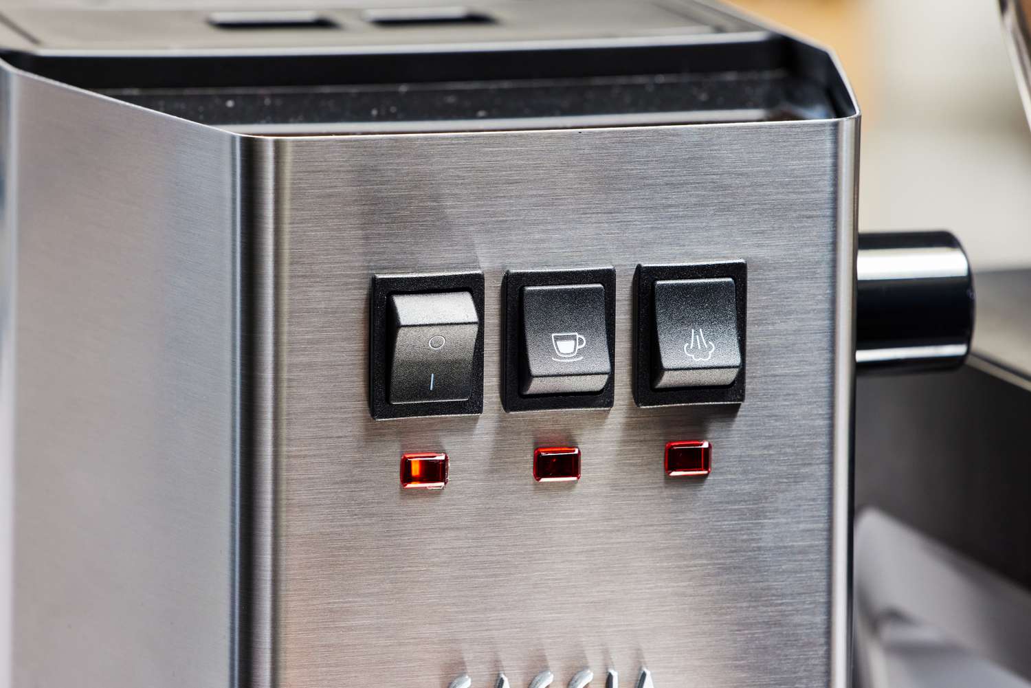 Closeup of the buttons on the Gaggia Classic Pro Espresso Machine