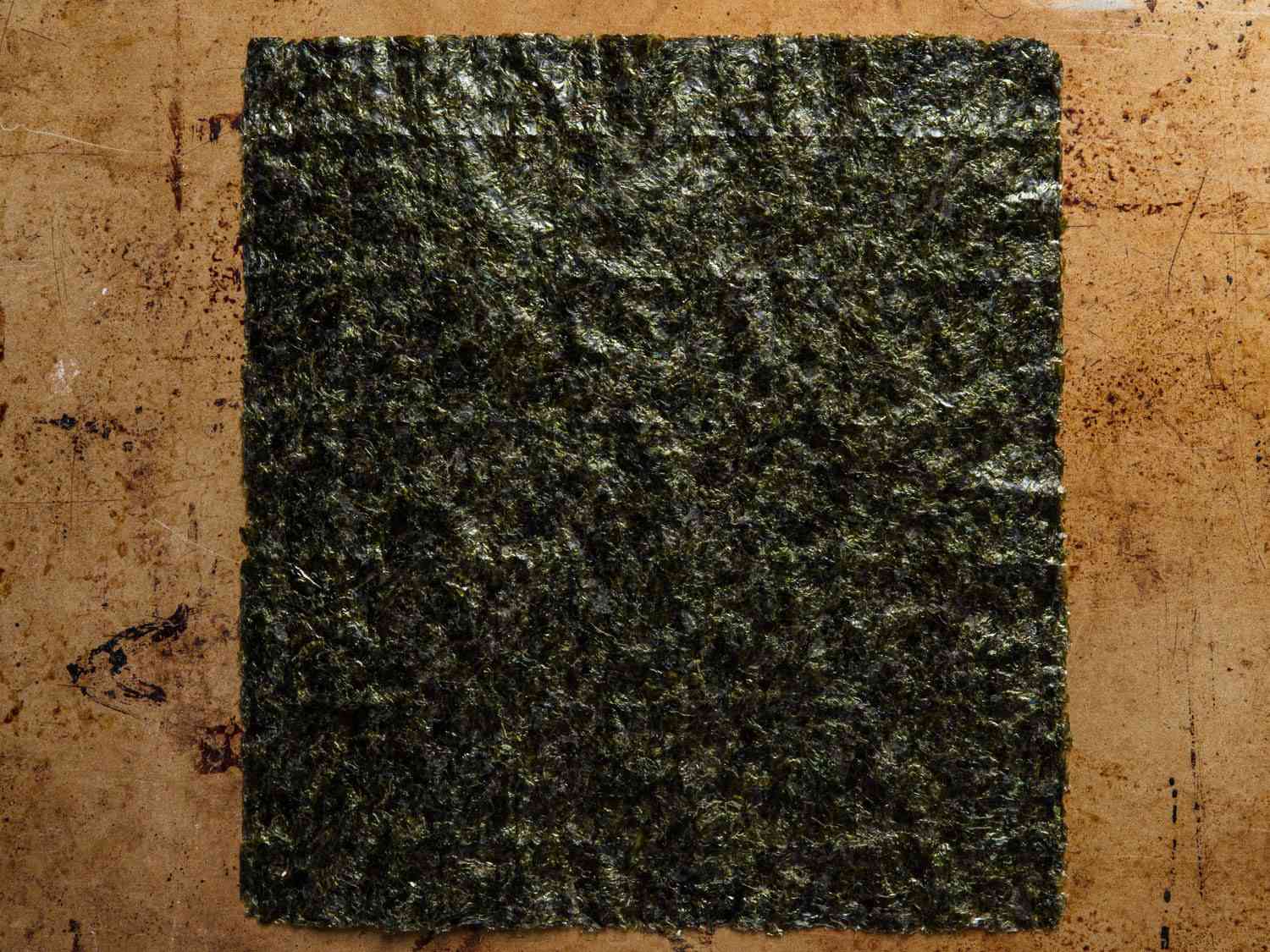 A sheet of nori viewed from above