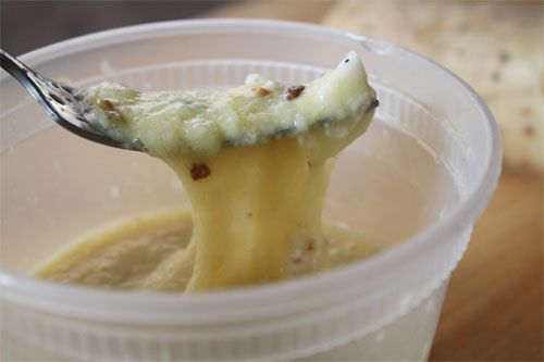 Spooning up the finished naga-imo pancake batter.