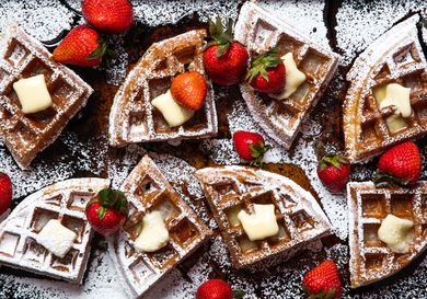 Overhead view of waffles