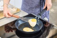 Eggs cooked in the OXO Obsidian 10 Inch Pre-Seasoned Carbon Steel Frying Pan