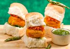 Side view of vada pav