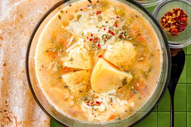 Overhead view of caldo de queso