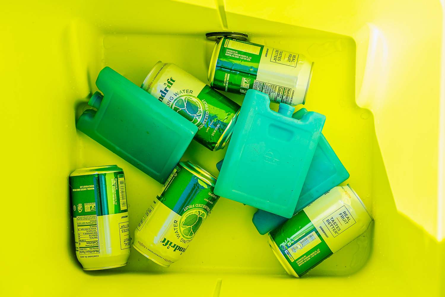 Three Igloo Ice Blocks in a cooler full of seltzers