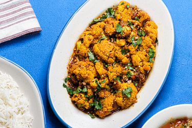 Overhead view of cauliflower sabzi